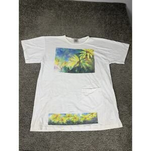 Vintage Alore Flower Cover Up Shirt Adult OS Pocket Art Made USA Floral 90s